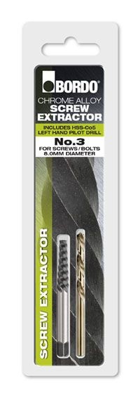 BORDO SCREW EXTRACTOR #3 + DRILL ( CARDED - PACK OF 1) 